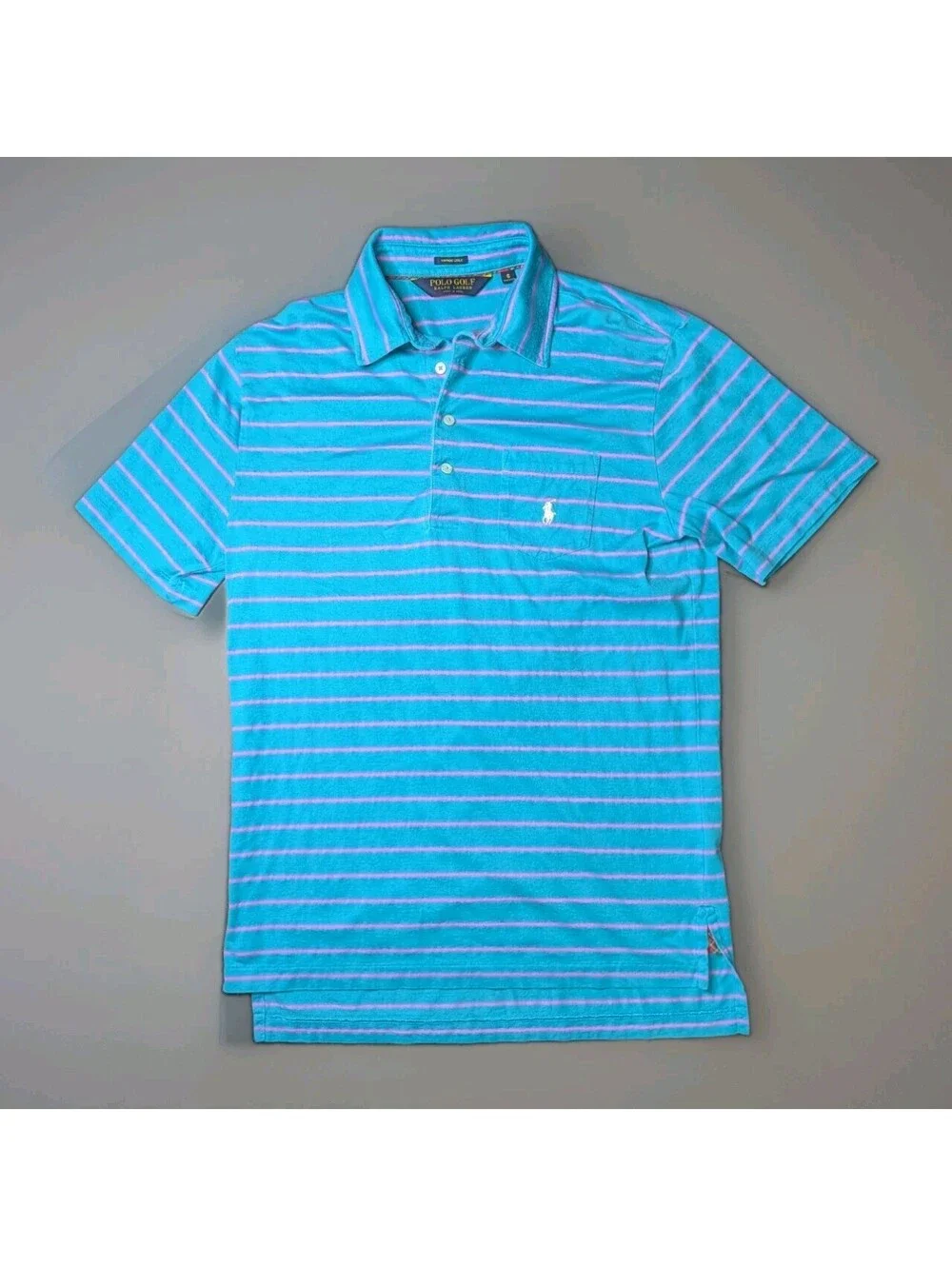 Men's Polo Golf Ralph Lauren Vintage Lisle Small Blue Pink Stripe